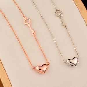 Rose Gold Heart Key Choker Necklace
